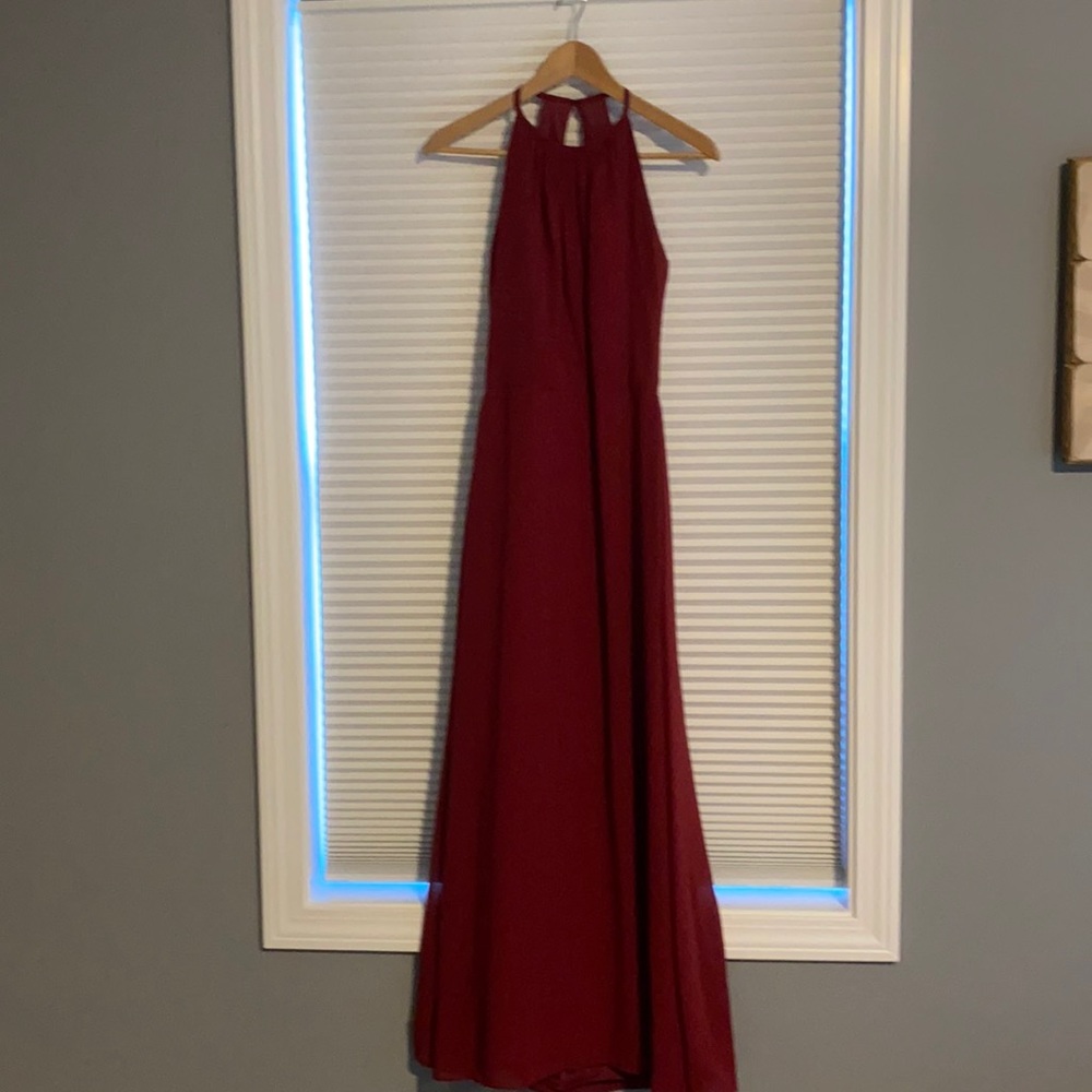 Social Bridesmaids Burgundy Floor Length Dress
